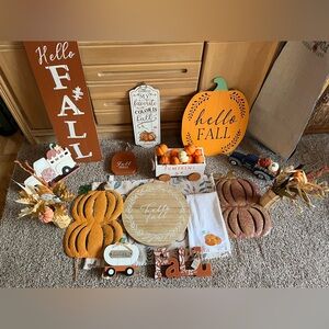 Fall Collection Themed Decor Set with Pumpkin Accents